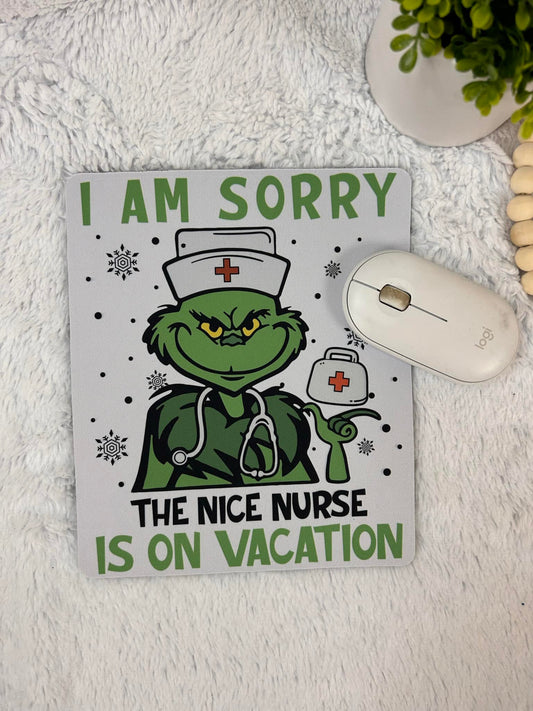 GRINCH NICE NURSE MOUSE PAD